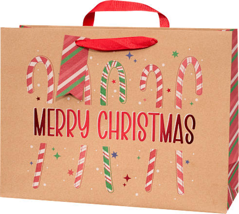 Geschenktasche Zuckerstangen/Lebkuchenhaus, maxi quer veredelt NK Profissimo