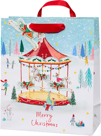 Geschenktasche Weihnachtsdorf & Karussel, midi hoch Profissimo
