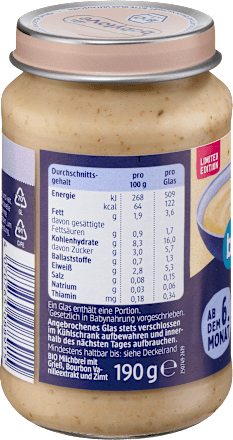 Abendbrei Grieß Vanille-Zimt ab dem 6. Monat babylove