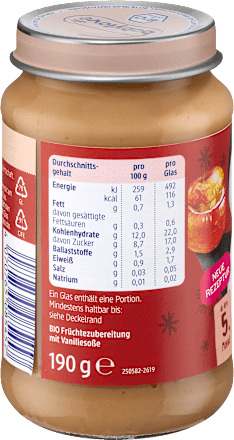 Früchte Bratapfel Pflaumenpüree & Vanille-Soße ab dem 5. Monat babylove