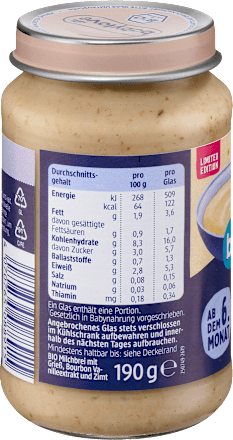 Abendbrei Grieß Vanille-Zimt ab dem 6. Monat babylove