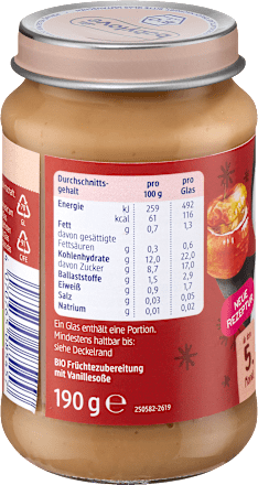 Früchte Bratapfel Pflaumenpüree & Vanille-Soße ab dem 5. Monat babylove