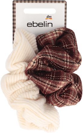 Scrunchie Ripp-Optik creme und Karo-Muster ebelin