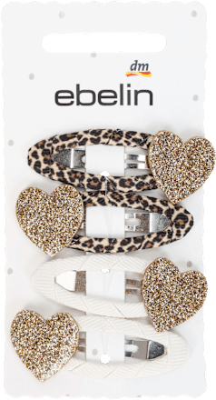 Haarklemmen mit Herz in weiß und Leo-Optik ebelin