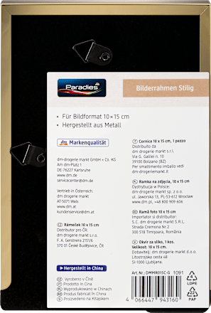 Metallrahmen Stilig 10x15cm Gold Paradies
