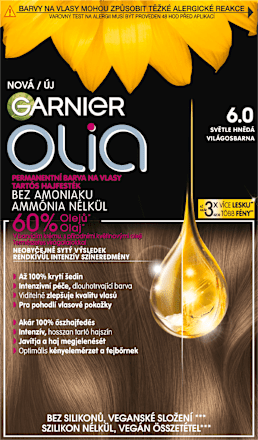 barva na vlasy 6.0 světle hnědá GARNIER olia
