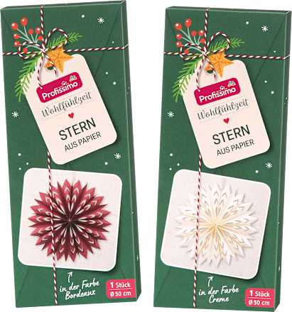 Stern aus Papier, Bordeaux/Creme (50 cm) Profissimo