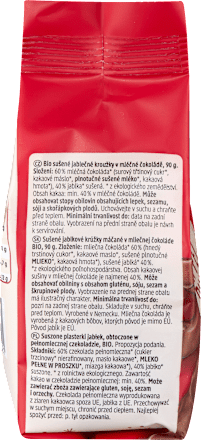  sušené jablečné kroužky v mléčné čokoládě dmBio