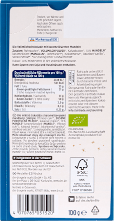 Winterschokolade, gebrannte Mandeln dmBio