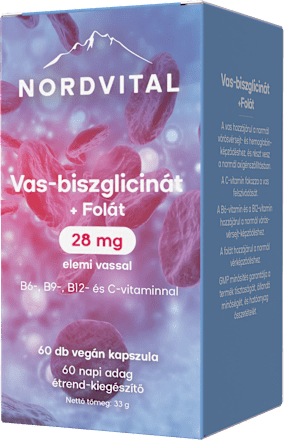 Vas-biszglicinát + folát elemi vassal kapszula NORDVITAL