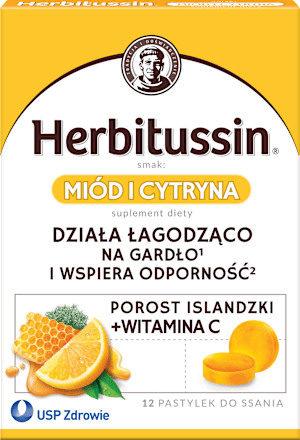 Pastylki do ssania na ból i suchość gardła Miod i Cytryna Herbitussin