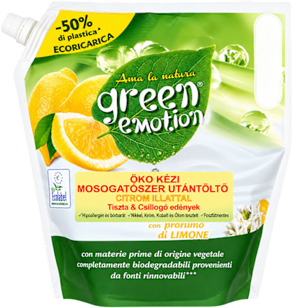 Mosogatószer utántöltő citrom illattal Green emotion