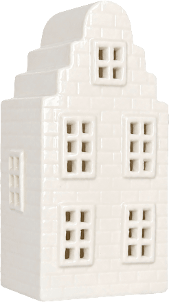 Keramikwindlicht Giebelhaus, weiß glänzend Dekorieren & Einrichten