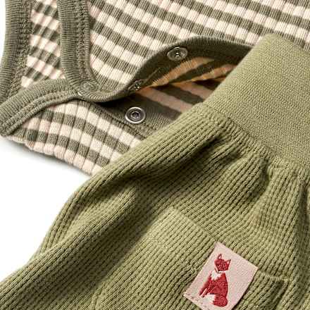 Set mit Body & Hose mit Streifen-Muster & Fuchs-Applikation, grün, Gr. 74/80
 ALANA