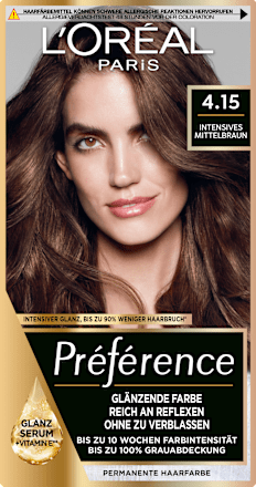 Haarfarbe 4.15 Intensives Mittelbraun L'ORÉAL PARiS PRÉFÉRENCE