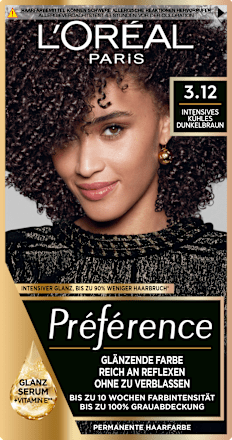 Haarfarbe 3.12 Intensives Kühles Dunkelbraun L'ORÉAL PARiS PRÉFÉRENCE