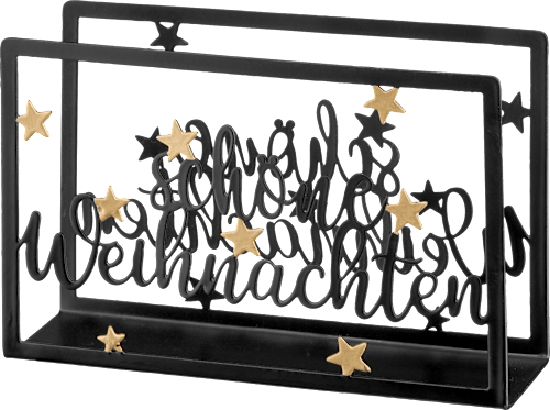 Serviettenhalter "schöne Weihnachten", schwarz-gold (14x9x4 cm) Dekorieren & Einrichten