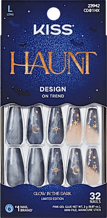 Künstliche Nägel, Haunt Spooky Tips Glow In The Dark Long KISS