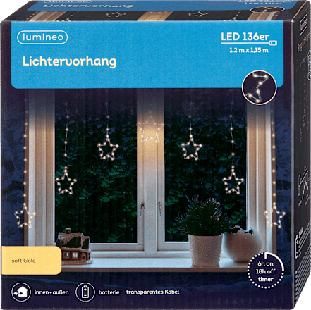 LED Lichtervorhang Sterne, softgold (transparentes Kabel) Dekorieren & Einrichten