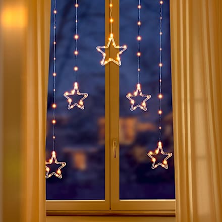 LED Lichtervorhang Sterne, softgold (transparentes Kabel) Dekorieren & Einrichten