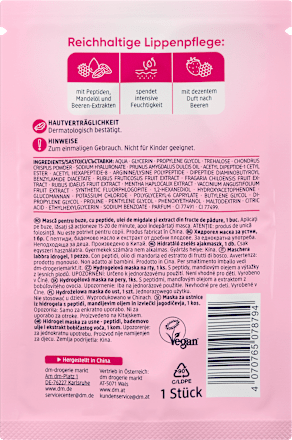 Lippenmaske Hydrogel Frozen Berries Balea