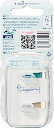 Schnuller Air Silikon symmetrisch, mint/beige & blau/petrol Gr. 3, ab 16 Monaten babylove