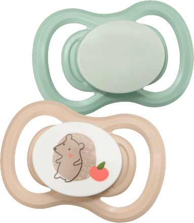 Schnuller Air Silikon symmetrisch, mint/beige & blau/petrol Gr. 3, ab 16 Monaten babylove