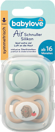 Schnuller Air Silikon symmetrisch, mint/beige & blau/petrol Gr. 3, ab 16 Monaten babylove
