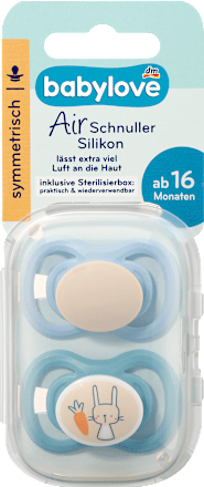 Schnuller Air Silikon symmetrisch, mint/beige & blau/petrol Gr. 3, ab 16 Monaten babylove