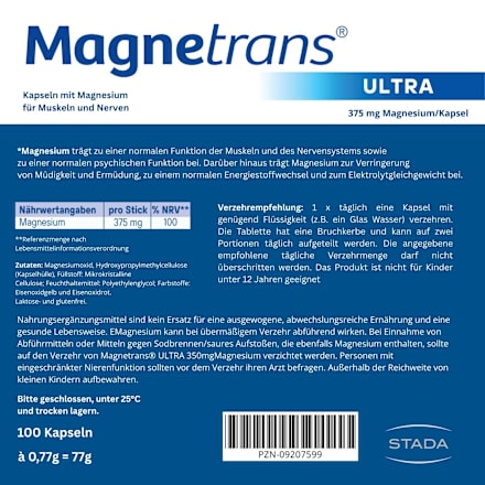 Magnetrans 375 mg ultra Kapseln 100 St Magnetrans