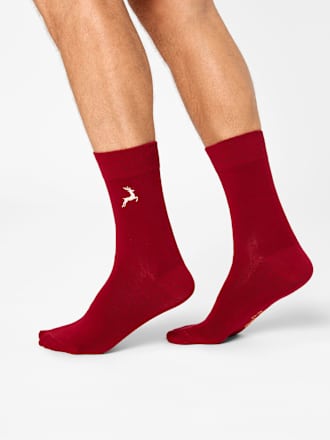 Socken XMAS mit weihnachtlicher Stickerei blau + rot, Gr. 39-42
 nur die