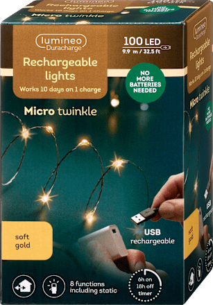 LED Lichterkette, softgold (9,90 m) Dekorieren & Einrichten