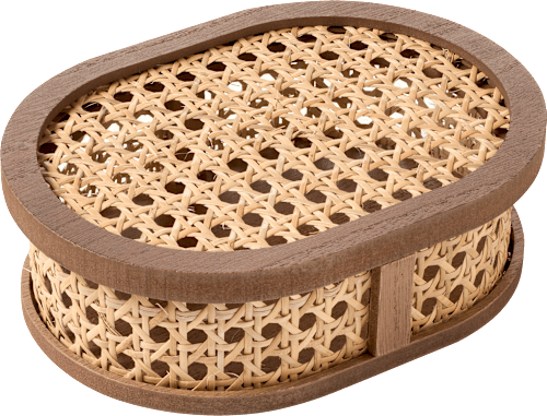 Aufbewahrungsbox aus Holz/Rattan mit Deckel, Holz/Natur (6,5x20x15 cm) dm home