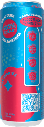 Prebiotická sóda Red'N Blue Berries s príchuťou bobuľového ovocia YASS