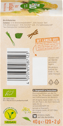 Kräutertee Deine Leichtigkeit mit Brennnessel, Grüner Tee & Fenchel (20 x 2g) dmBio
