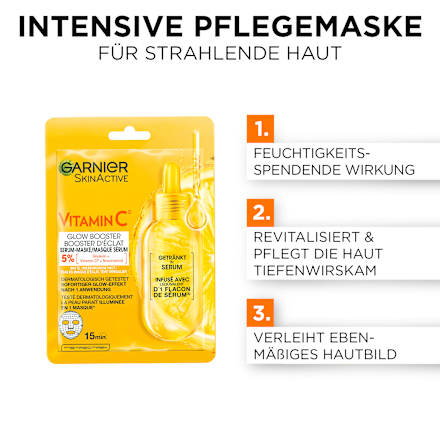 Tuchmaske Vitamin C + Hyaluronsäure Garnier Skin Active