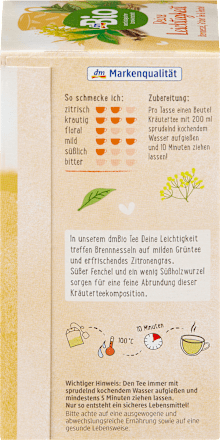 Kräutertee, Deine Leichtigkeit mit Brennnessel, Grüner Tee & Fenchel (20 Beutel) dmBio
