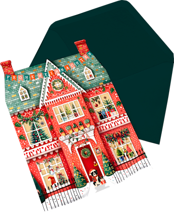 Grußkarte Weihnachten Haus Stanzung CACTUS
