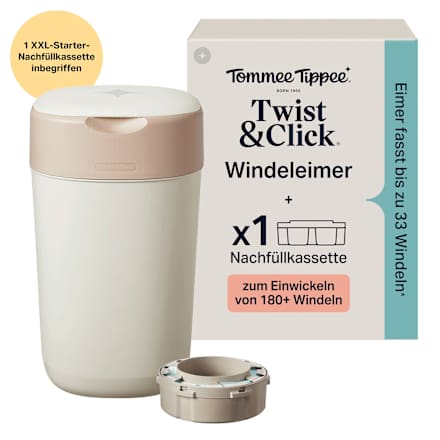Windeleimer Twist & Click creme/weiß inkl. 1 Nachfüllkasette Tommee Tippee