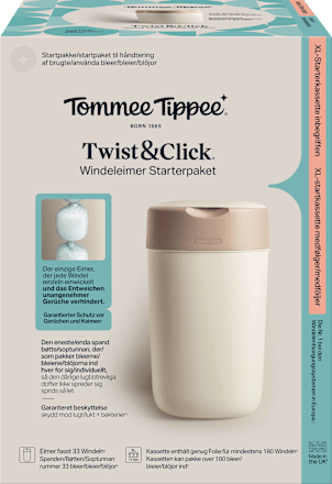 Windeleimer Twist & Click creme/weiß inkl. 1 Nachfüllkasette Tommee Tippee