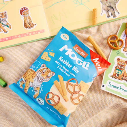 Kindersnack Knabber Mix Mini Pizza Stangen, Cracker & Dinkel Brezeln ab 3 Jahren MOGLi