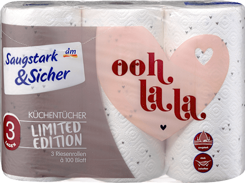 Küchenrolle Mega Roll mit Design 3-lagig sortiert Saugstark&Sicher