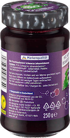 Fruchtaufstrich, Schwarze Johannisbeere 75% Frucht dmBio