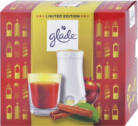 Darčekové balenie Vonná sviečka a Elektrický osviežovač - Twinkling Apple & Cinnamon glade