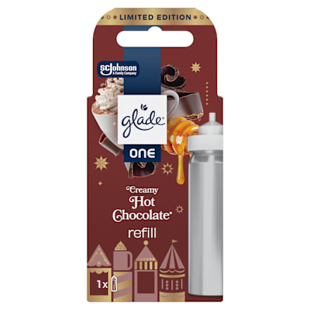 Koncentrált légfrissítő aeroszol utántöltő Creamy Hot Chocolate illattal glade