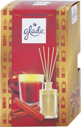 Darčekové balenie Vonná sviečka a Difuzér s tyčinkami - Twinkling Apple & Cinnamon glade