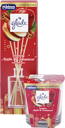 Darčekové balenie Vonná sviečka a Difuzér s tyčinkami - Twinkling Apple & Cinnamon glade