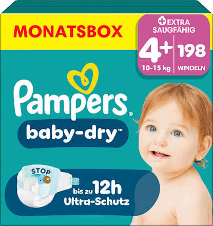 Windeln Baby Dry Gr. 4+ Maxi (10-15 kg) Monatsbox Pampers baby-dry