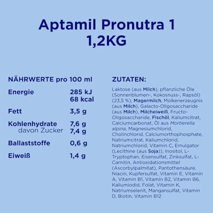 Začetno mleko za dojenčke Pronutra 1, 0 m+ Aptamil