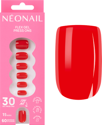 Press Ons Bold Red Short Square NÉONAIL
